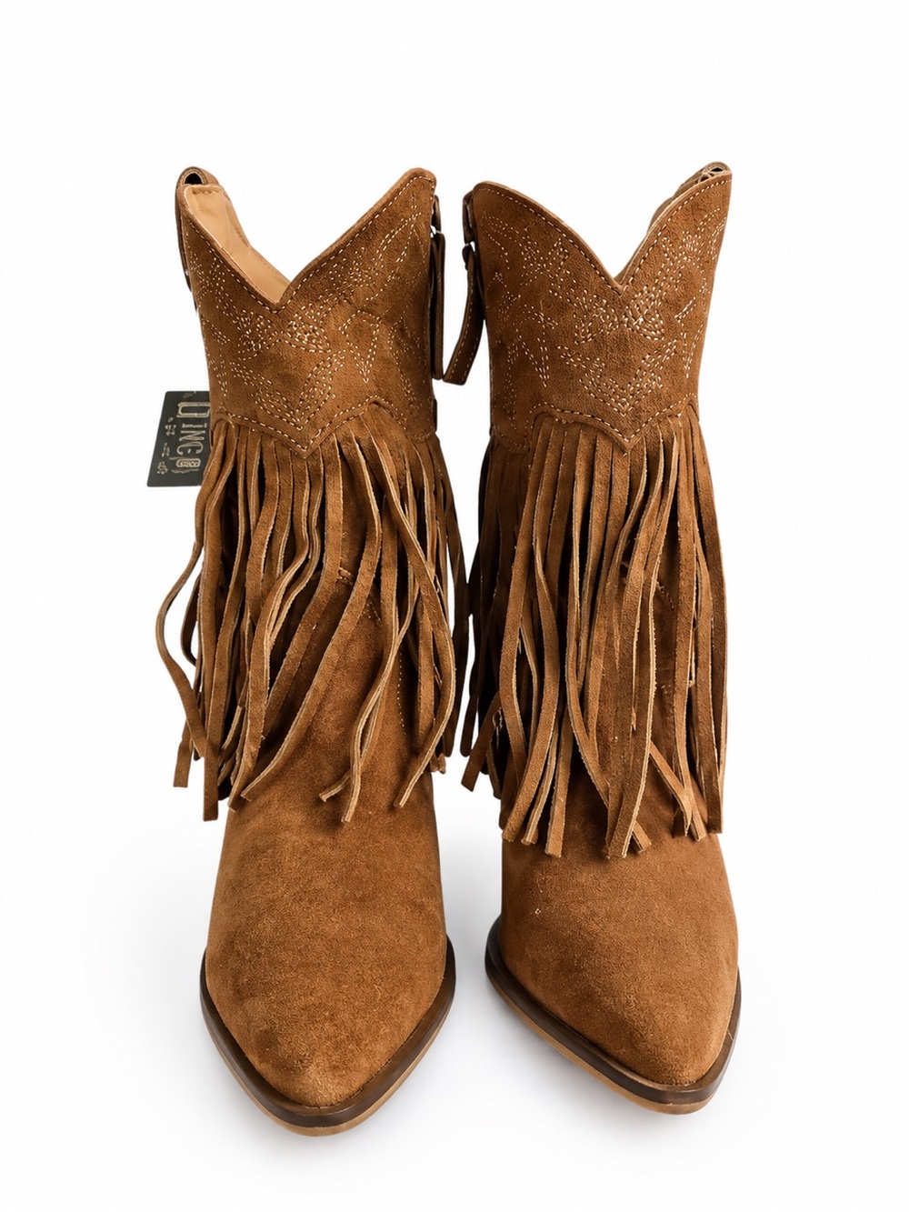 Dingo Crazy Train Fringe Western Boots 8.5 Camel Suede BNWT & Box SOLD OUT - Picture 3 of 14